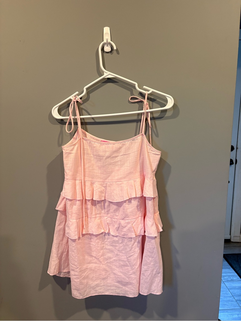 Edikted Light Pink Ruffle Tiered Sundress
